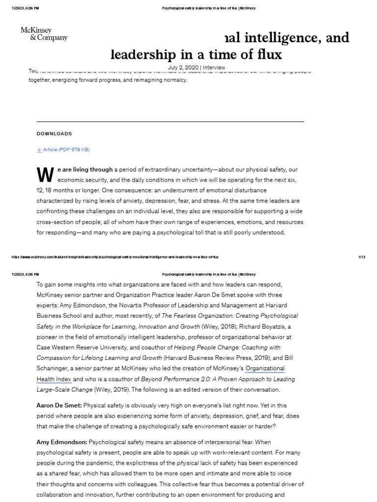 Psychological-Safety Leadership In A Time Of Flux - McKinsey | PDF ...
