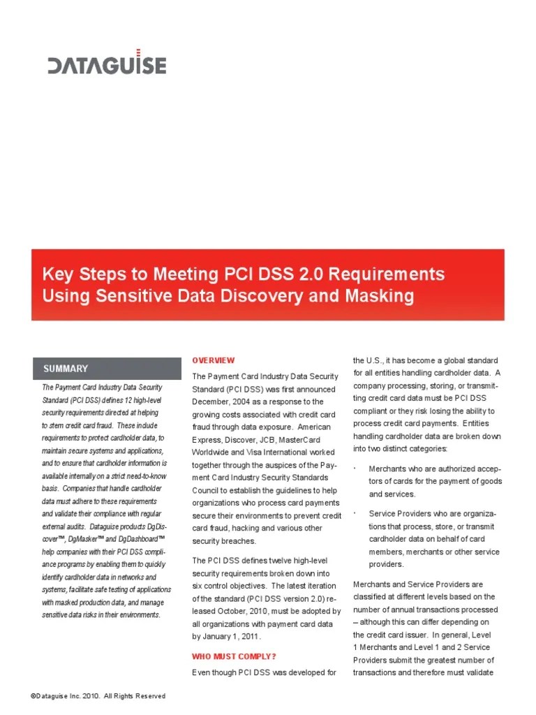 Dataguise PCI-DSS Brief | PDF