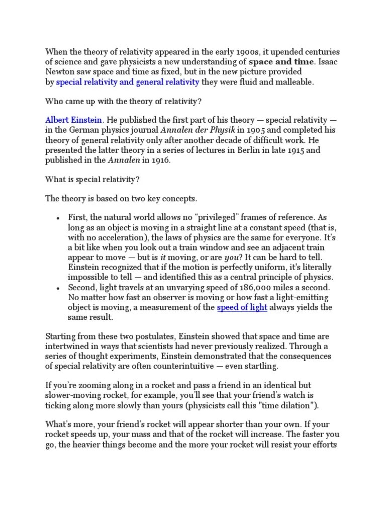 Relativity | PDF | General Relativity | Theory Of Relativity