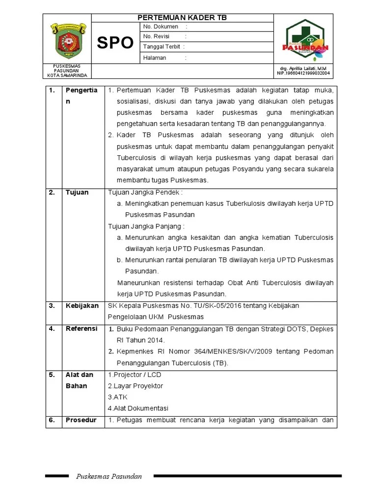 SPO Pertemuan Kader TB | PDF