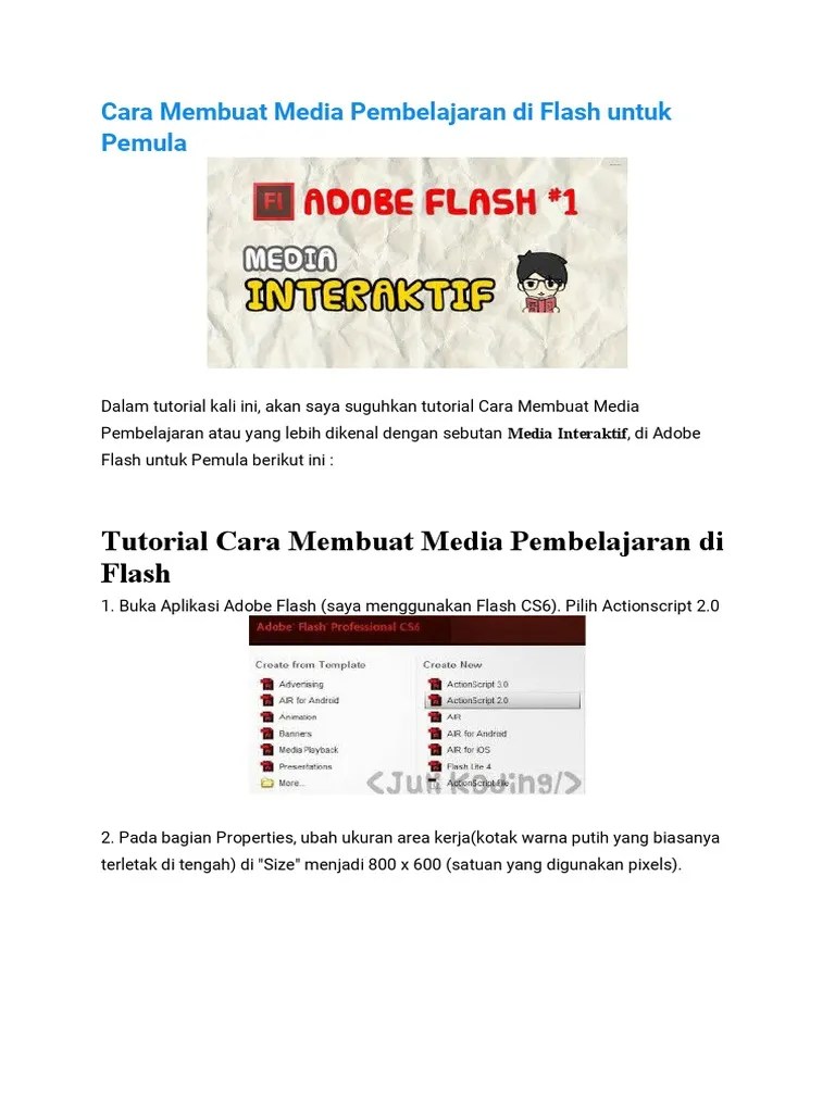 Cara Membuat Media Pembelajaran Di Flash Untuk Pemula | PDF