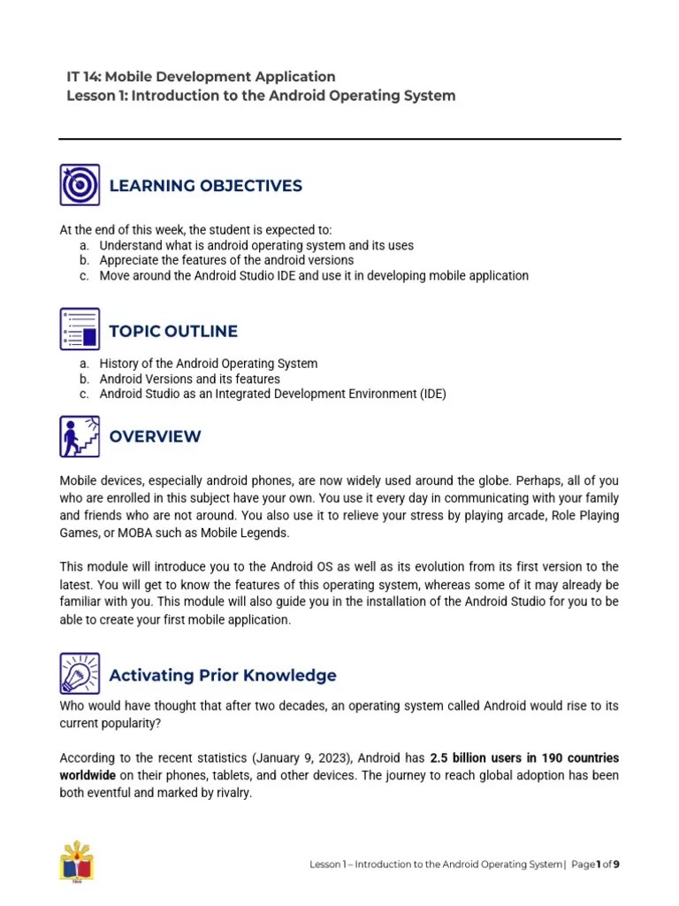 Module 1 - Introduction To The Android Operating System | PDF | Android ...