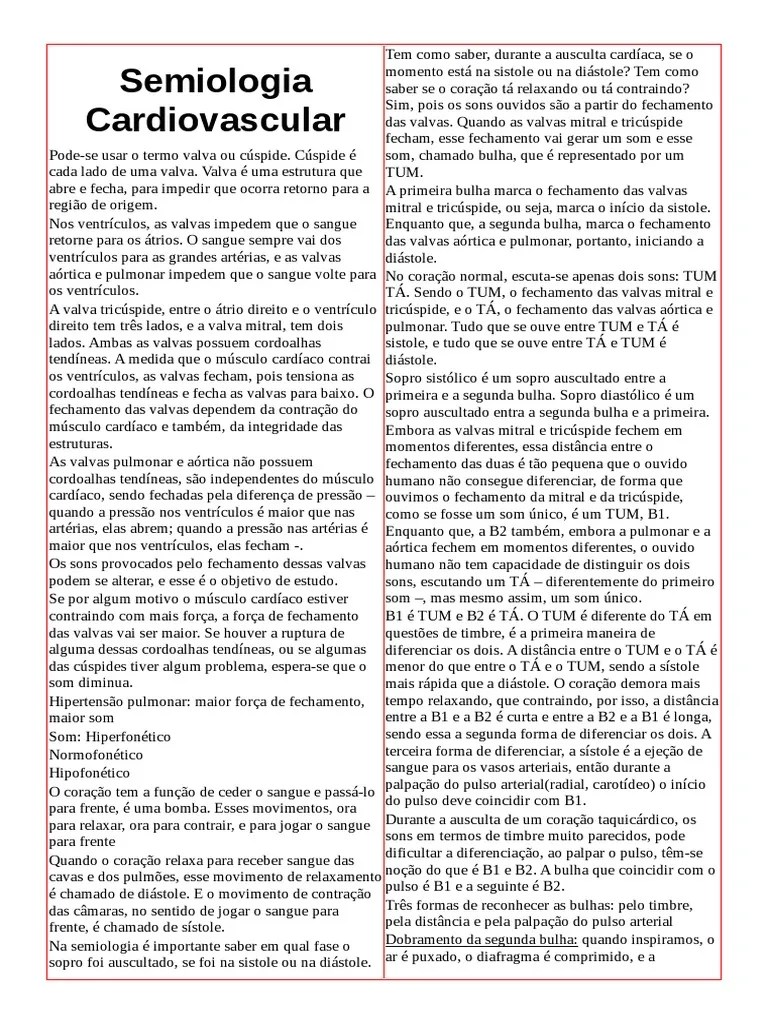Semiologia Cardiovascular | PDF | Ventrículo (coração) | Coração