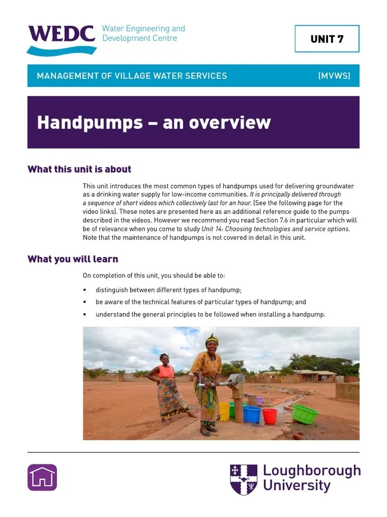 MVWS Unit 7 Handpumps An Overview | PDF | Pump | Piston