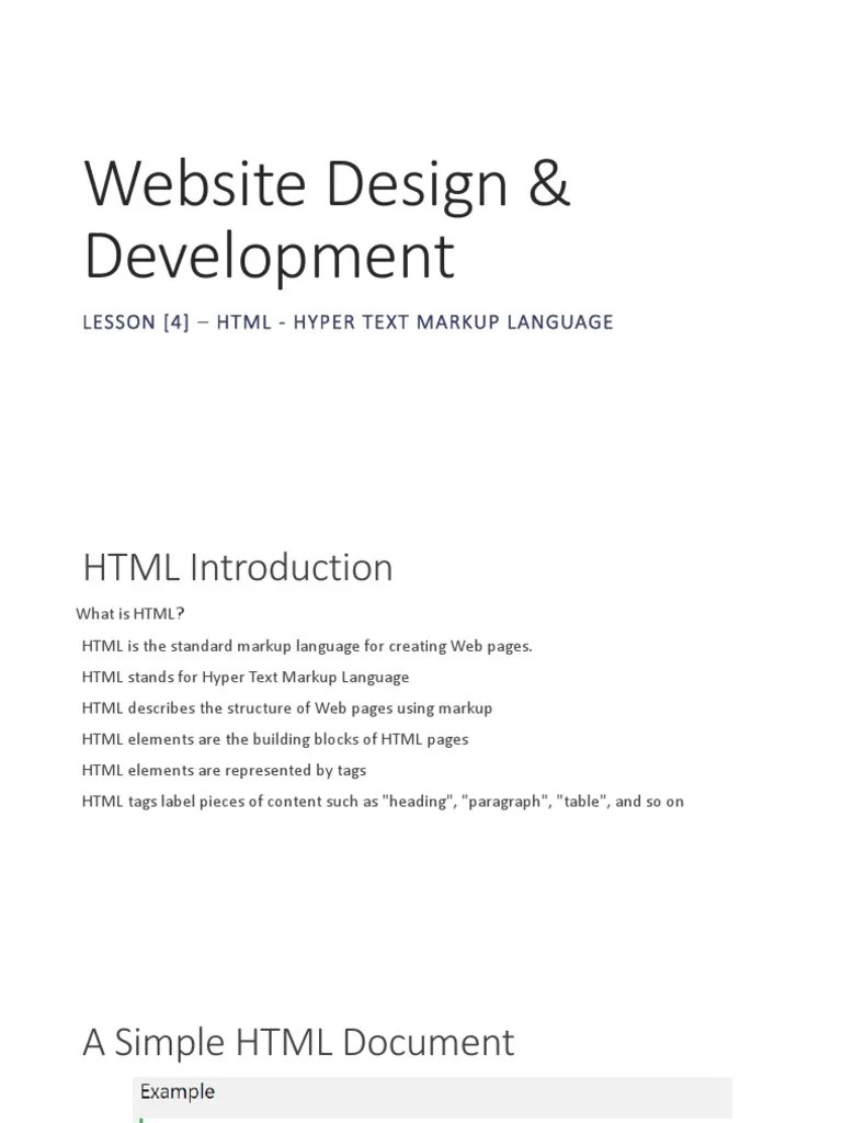 WDD - Hyper Text Markup Language | PDF | Html | Html Element