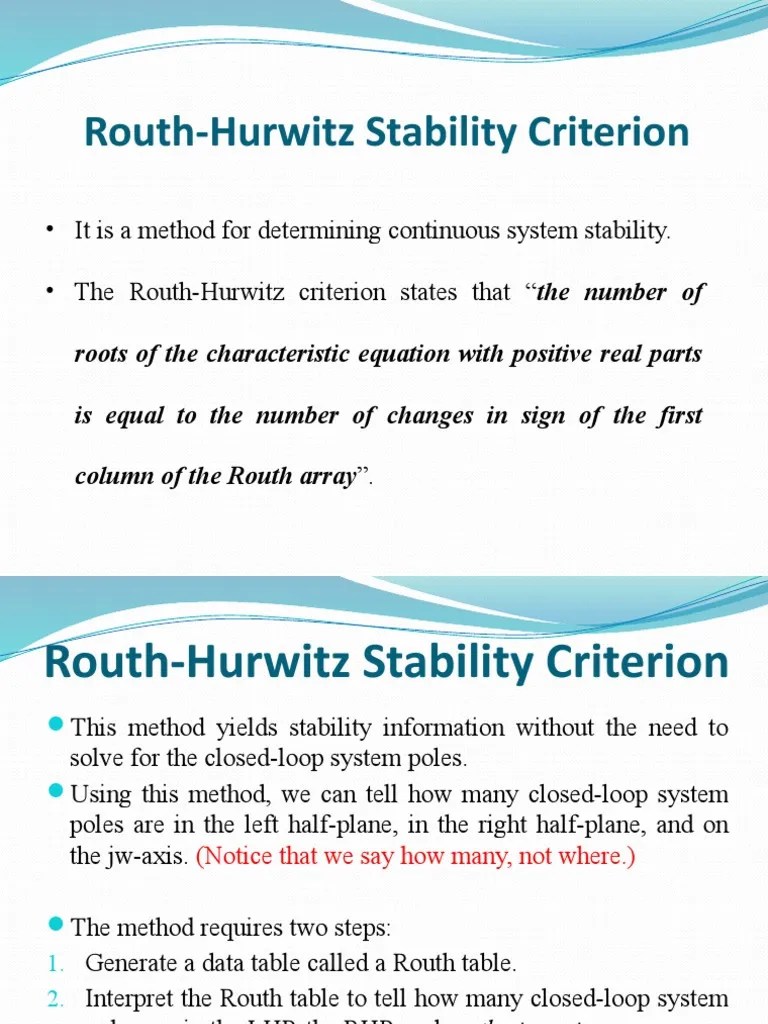 Stabilty Routh Hurwitz | PDF | Stability Theory | Mathematics