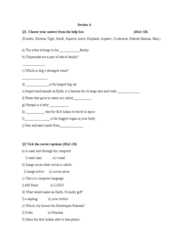 Class 4 GK And Value Education 1 | PDF