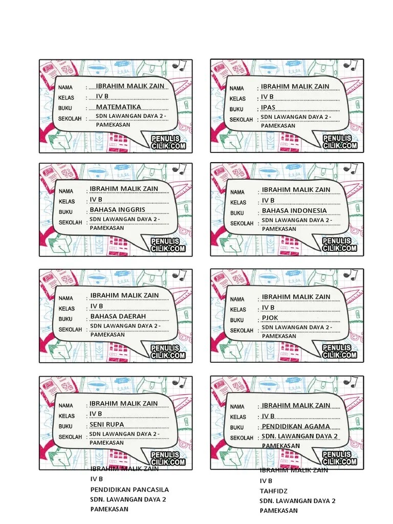 Cara Membuat Label Buku Tulis Di Microsoft Word | PDF
