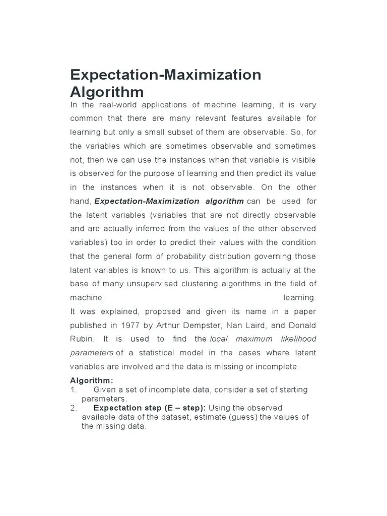 Em Algorithm | PDF | Statistical Classification | Cybernetics