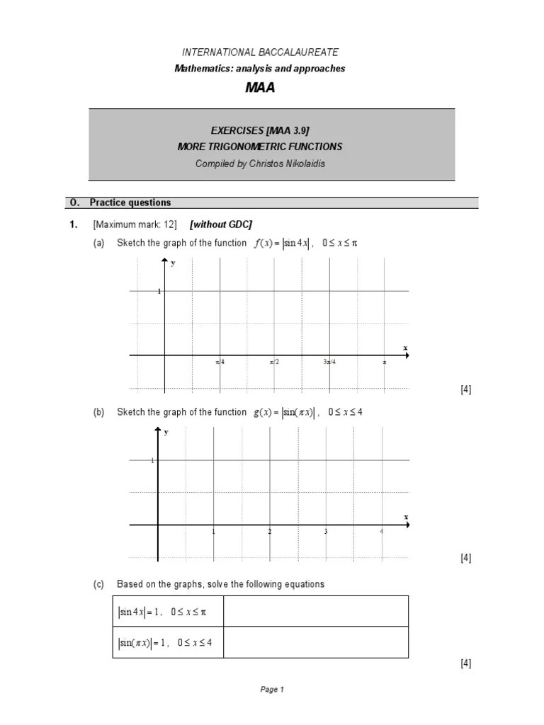 (Maa 3.9) More Trigonometric Functions | PDF | Trigonometric Functions | Function (Mathematics)