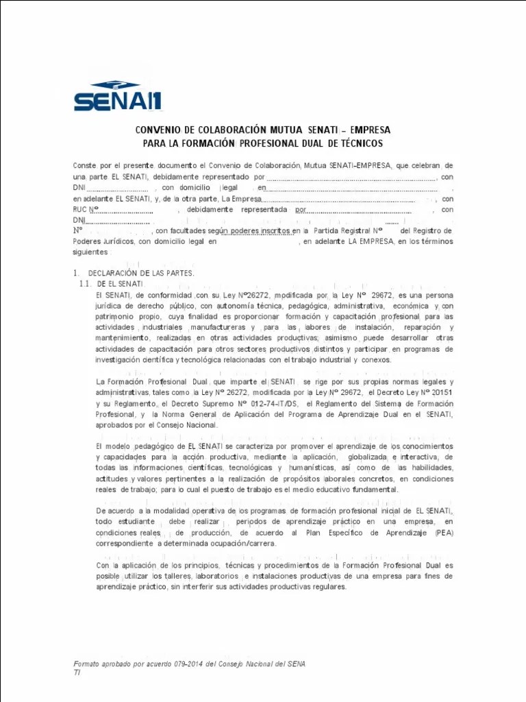 Formato De Convenio De Colaboración Mutua Senati | PDF | Business | Desarrollo Profesional