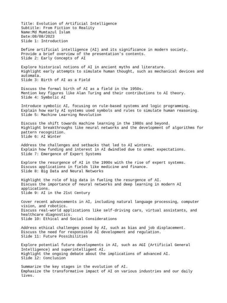 Evolution Of Artificial Intelligence | PDF