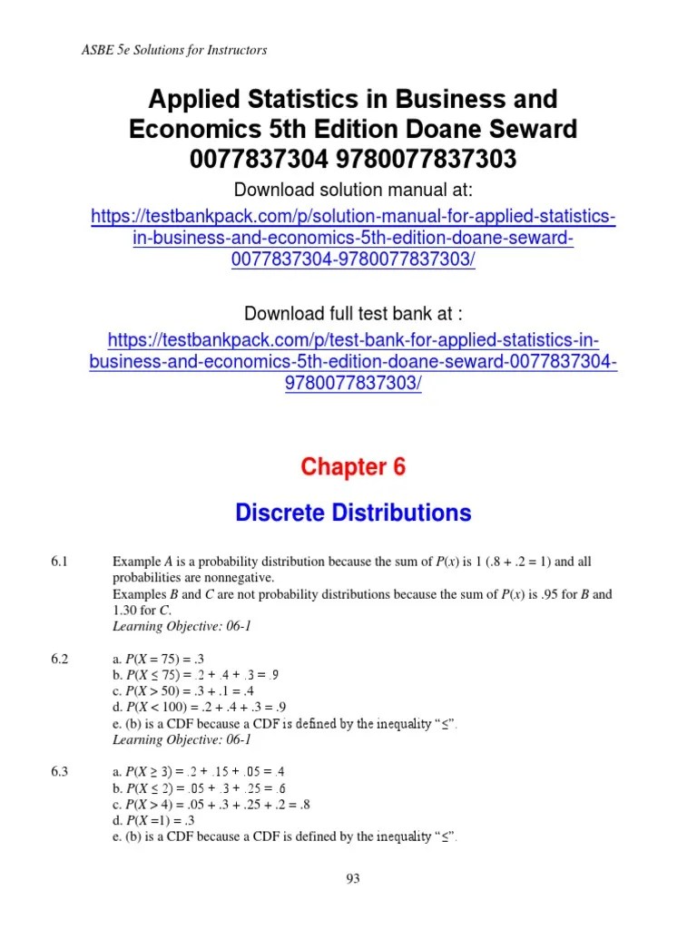 Applied Statistics In Business And Economics 5th Edition Doane ...