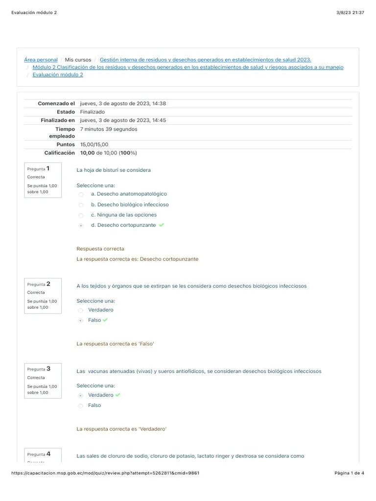 Evaluación Módulo 2.pdf Gestión Interna De Residuos Y Desechos ...