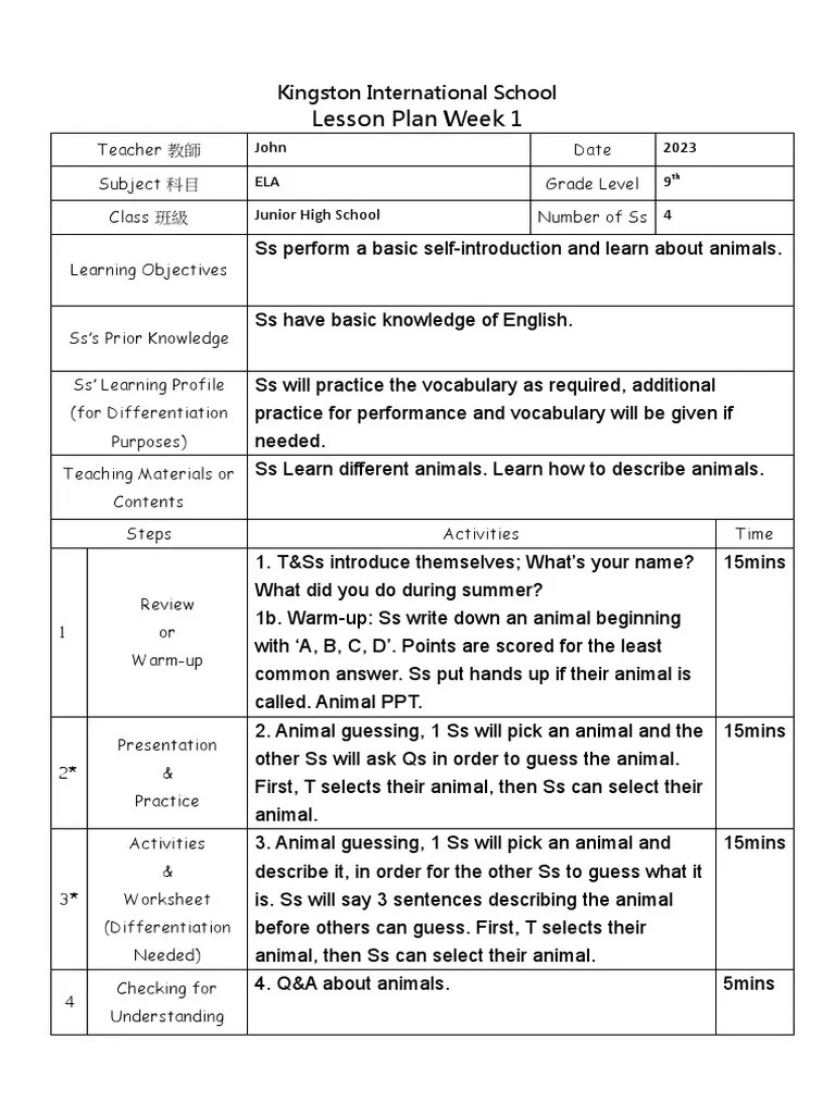 2023-24 Lesson Plan - 1 Introduction | PDF