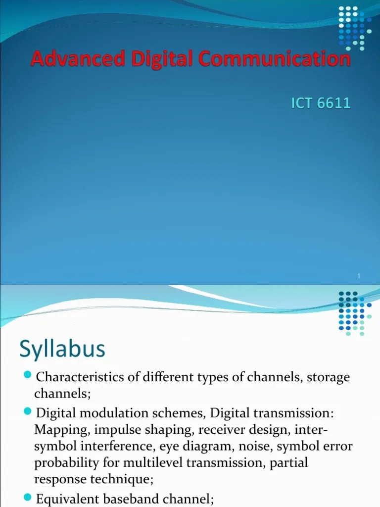 ICT 6611 Class Lecture 1 | PDF | Sampling (Signal Processing) | Bit Rate