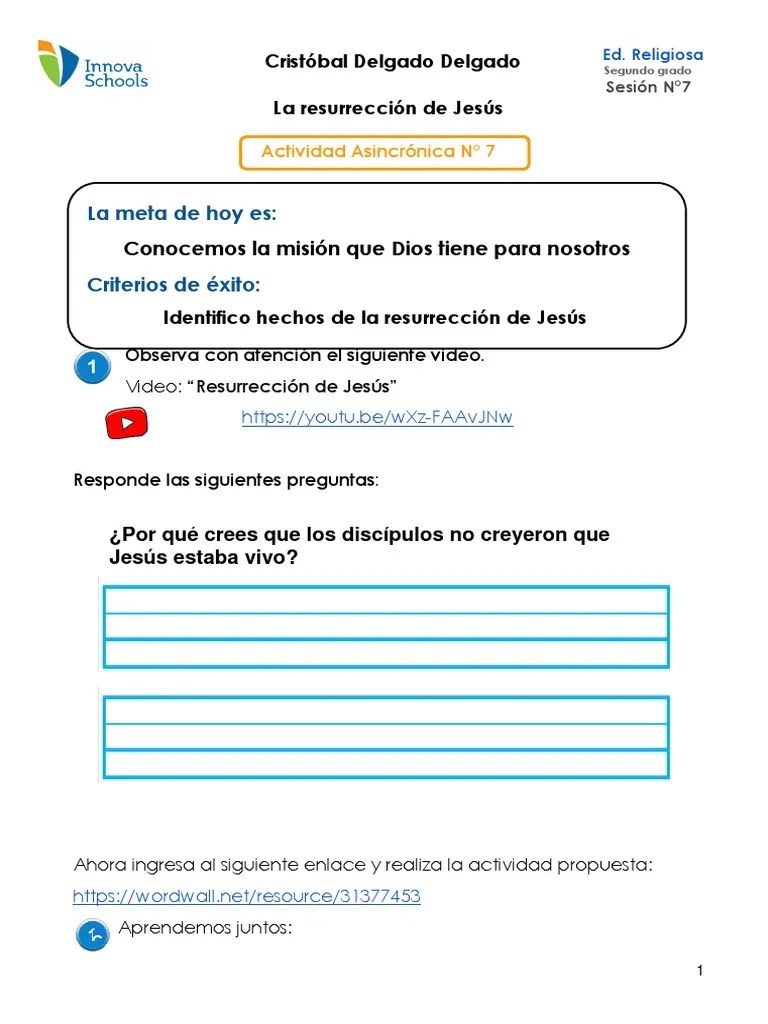 Sesión 7 La Resurreción De Jesús | PDF | La Resurrección De Jesús | Jesús