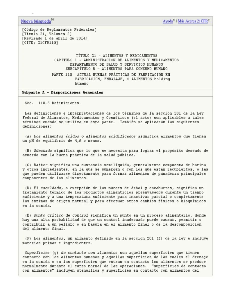 21 CFR Part 110 | PDF