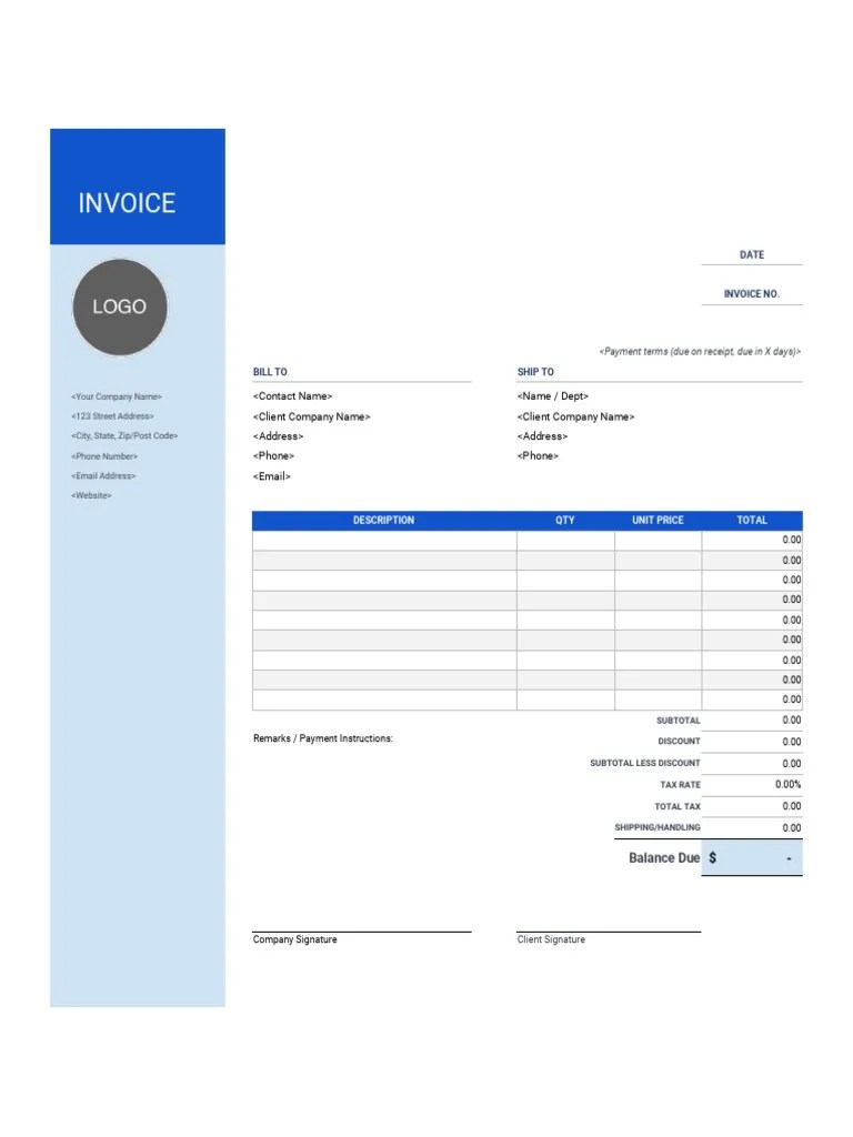 Classic Excel Invoice Template | PDF