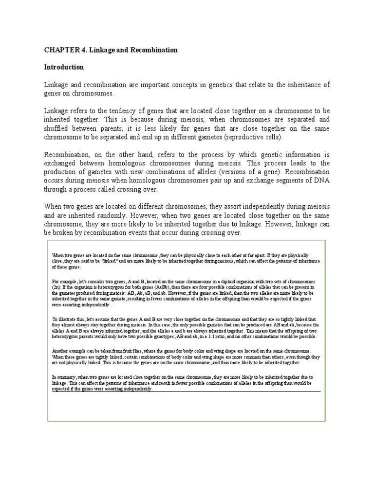 CHAPTER 4. Linkage And Recombination | PDF | Genetic Linkage | Genetic Recombination