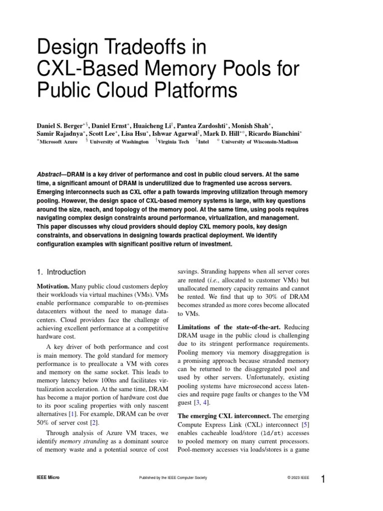 2023 CXL DesignTradeoffs IEEE Micro | PDF | Virtual Machine | Cloud ...