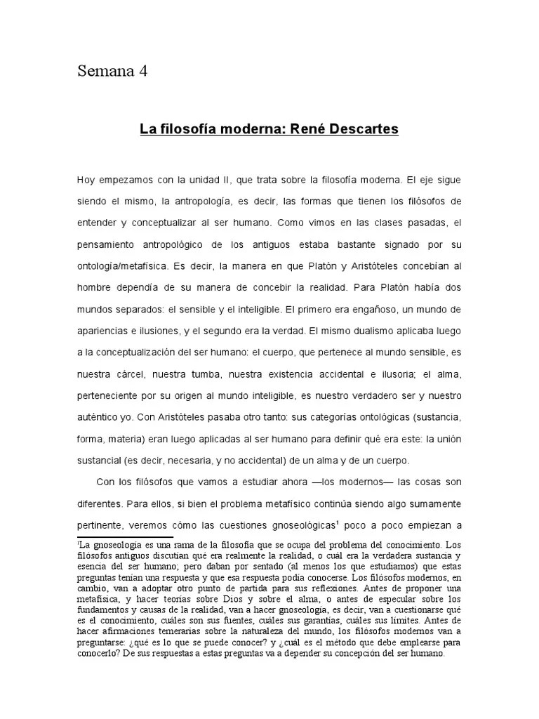 Clase 4 - Filosofía Moderna-Descartes | Descargar Gratis PDF | Teoría De Sustancias | René Descartes