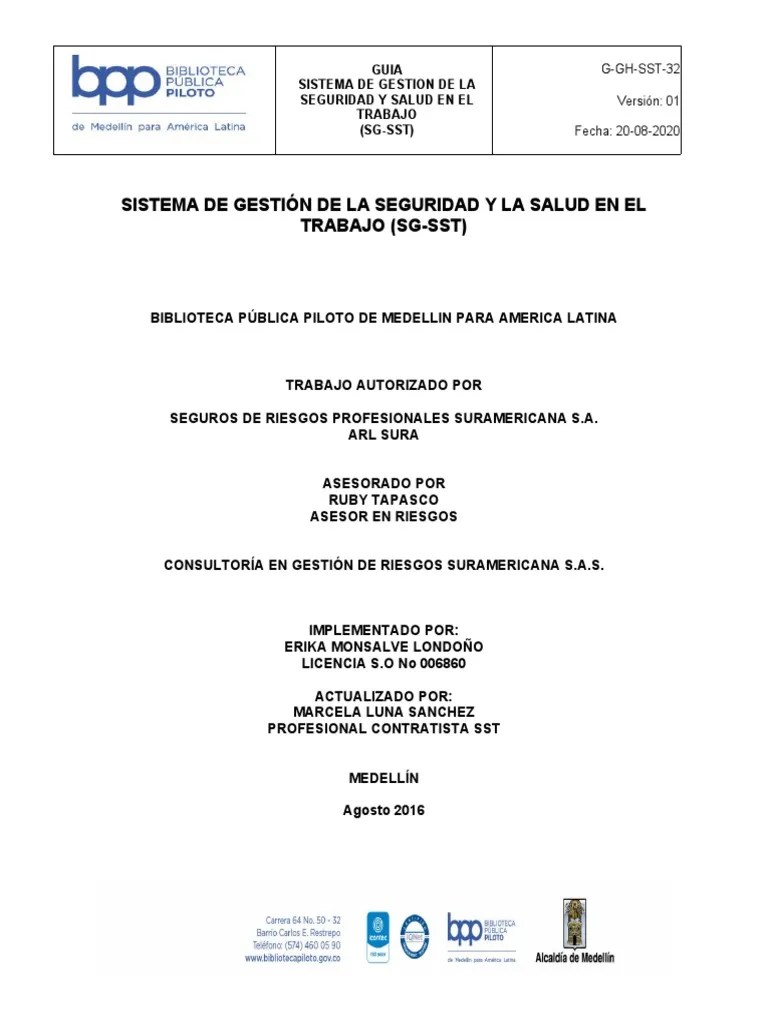 Guia Sistema De Gestion Seguridad En El Trabajo G GH SSST 32 V2 | PDF | Auditoría | Seguridad Y ...