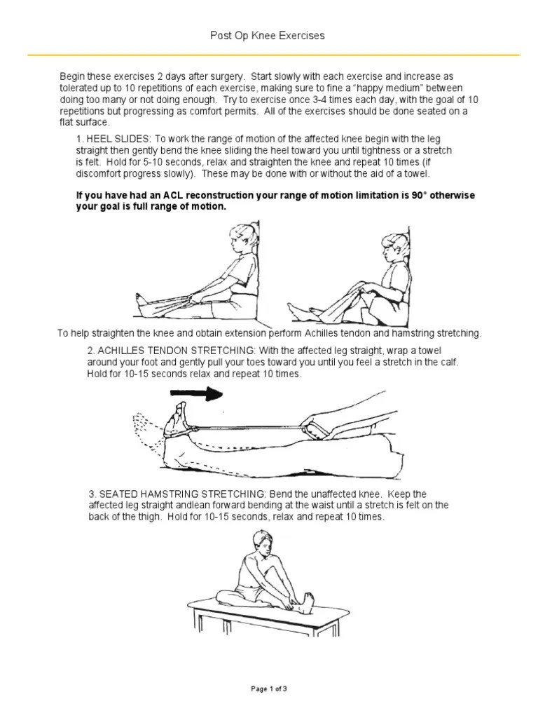 Post Op Knee Exercises New | PDF | Knee | Joints
