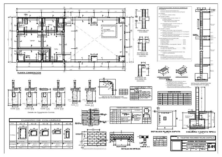 Est01. Rojas Castilla Cimentacion Fa1 | PDF | Materiales | Edificio