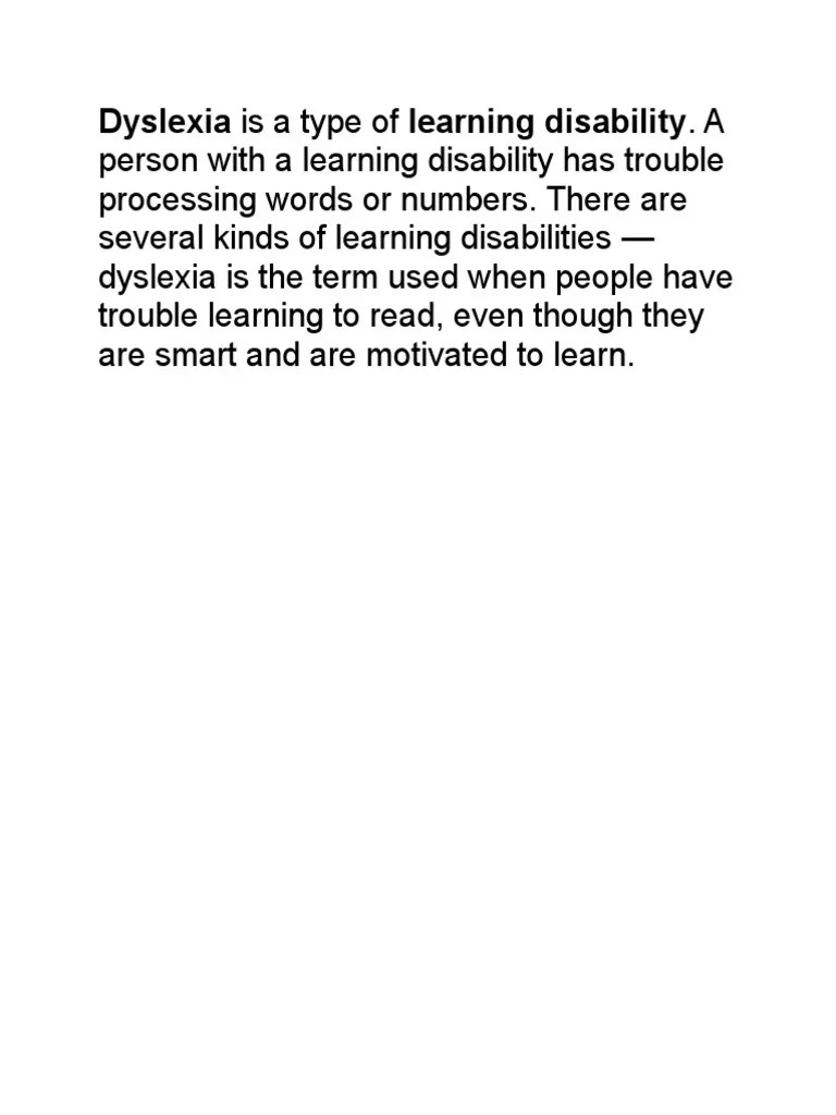 Dyslexia Is A Type Of | PDF