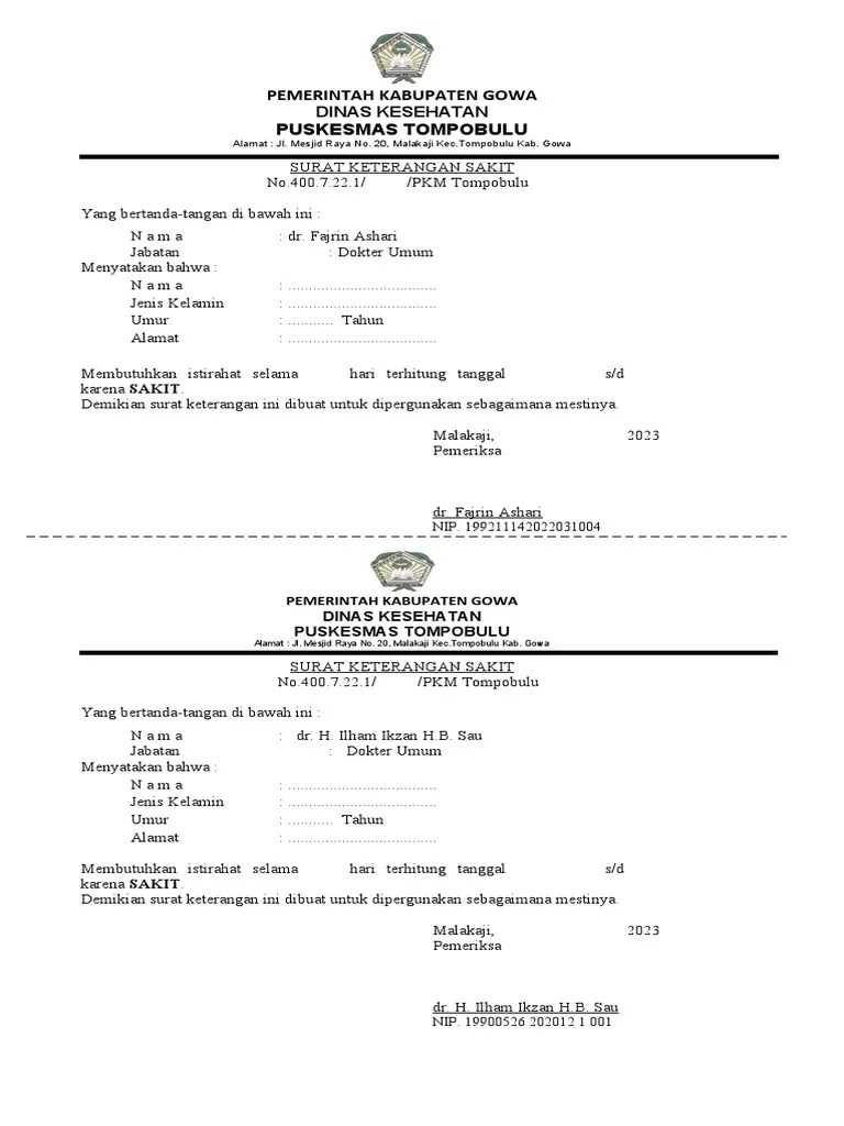 Surat Keterangan Sakit2019 | PDF