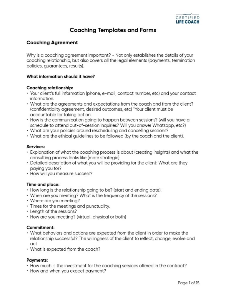 Coaching Templates And Forms | PDF