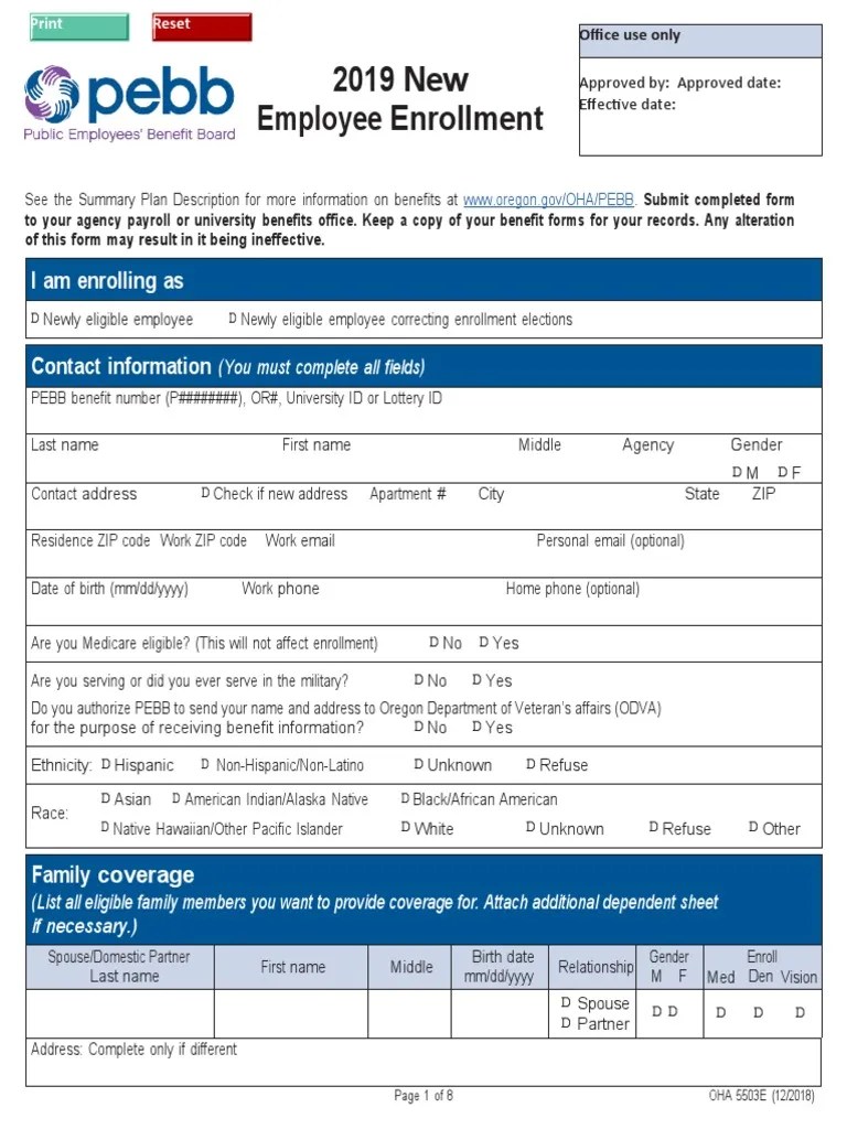 New Employee Enrollment Form PDF | PDF | Race And Ethnicity In The United States Census | Life ...
