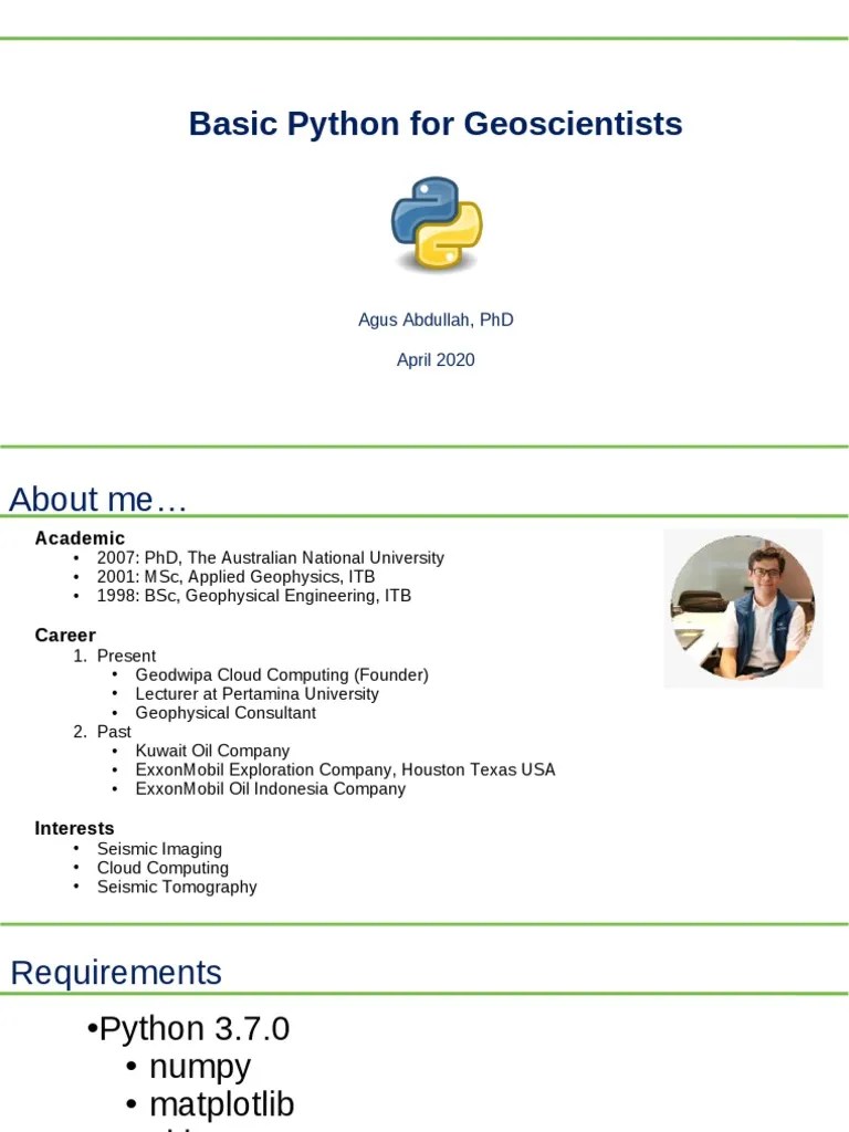 Basic Python For Geoscientists 1-1 | PDF