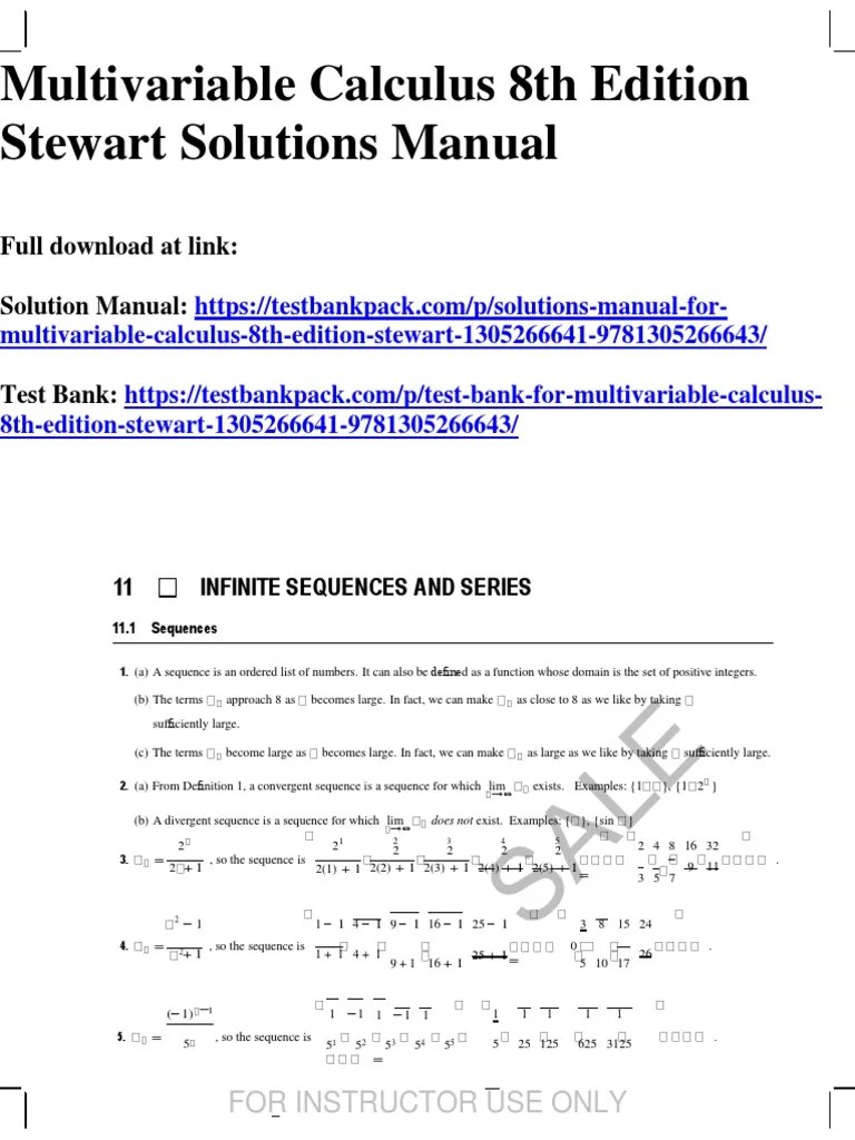 Multivariable Calculus 8th Edition Stewart Solutions Manual 1 | PDF