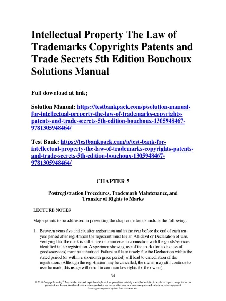 Intellectual Property The Law Of Trademarks Copyrights Patents And ...
