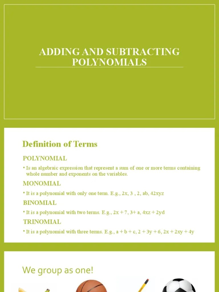 Adding And Subtracting Polynomials | PDF