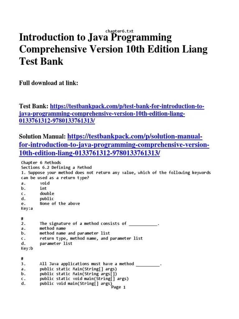 Introduction To Java Programming Comprehensive Version 10th Edition ...