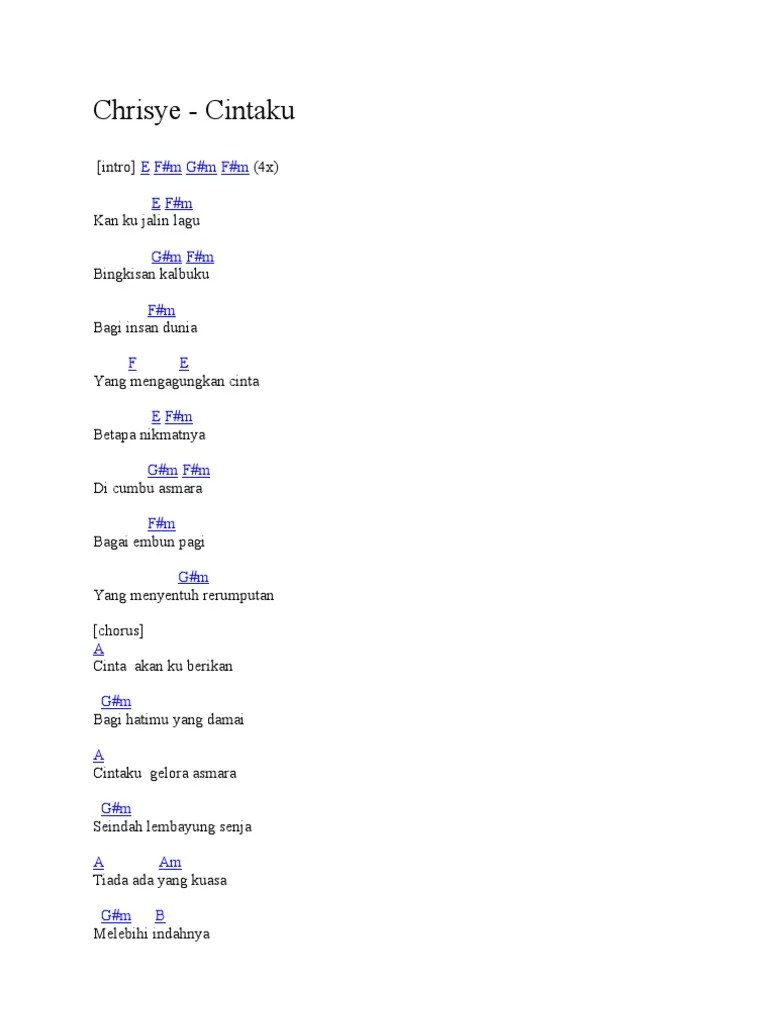 Simak chord gitar dan lirik lagu andai aku bisa yang dipopulerkan oleh chrisye. Chord Chrisye Cintaku Pdf