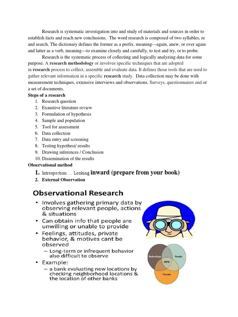 Observation Method Pdf Methodology Experiment