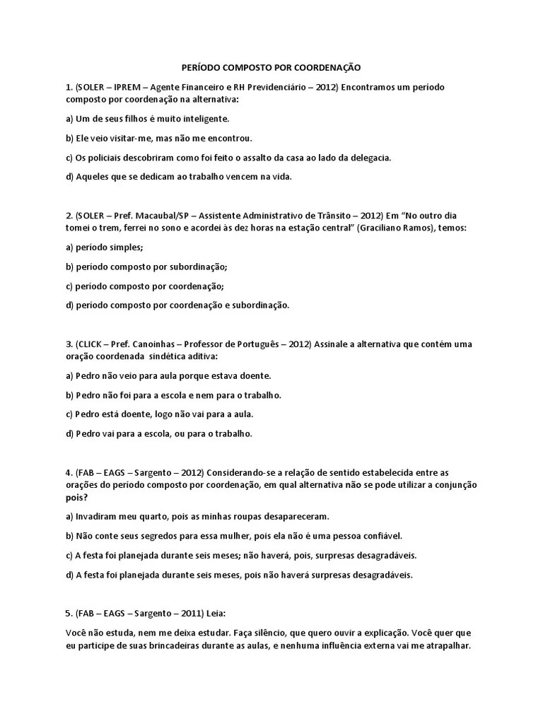Período Composto Por Coordenação | PDF