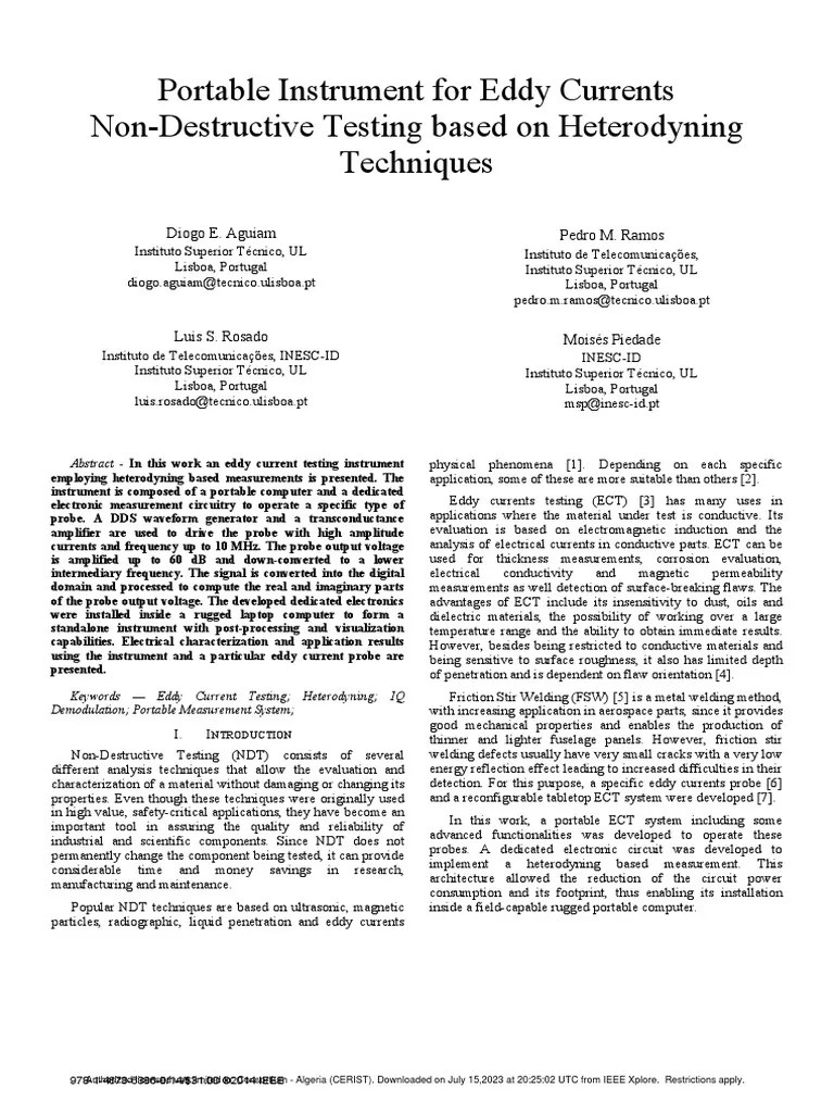 Portable Instrument For Eddy Currents Non-Destructive Testing Based On ...