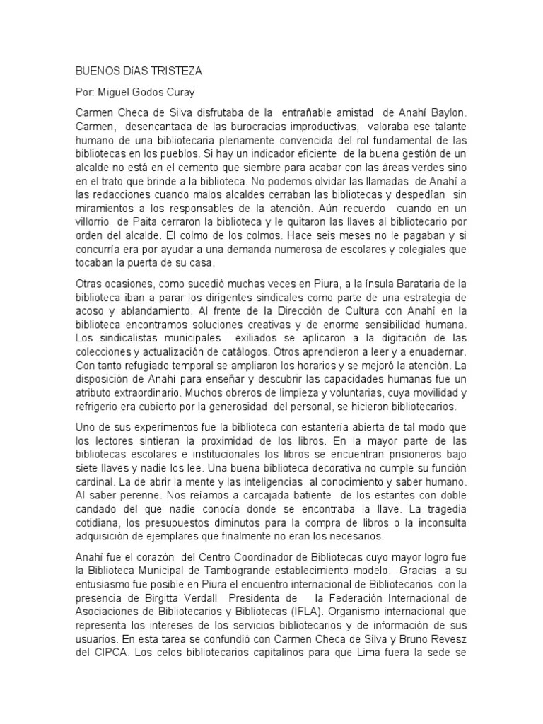 BUENOS DíAS TRISTEZA | PDF