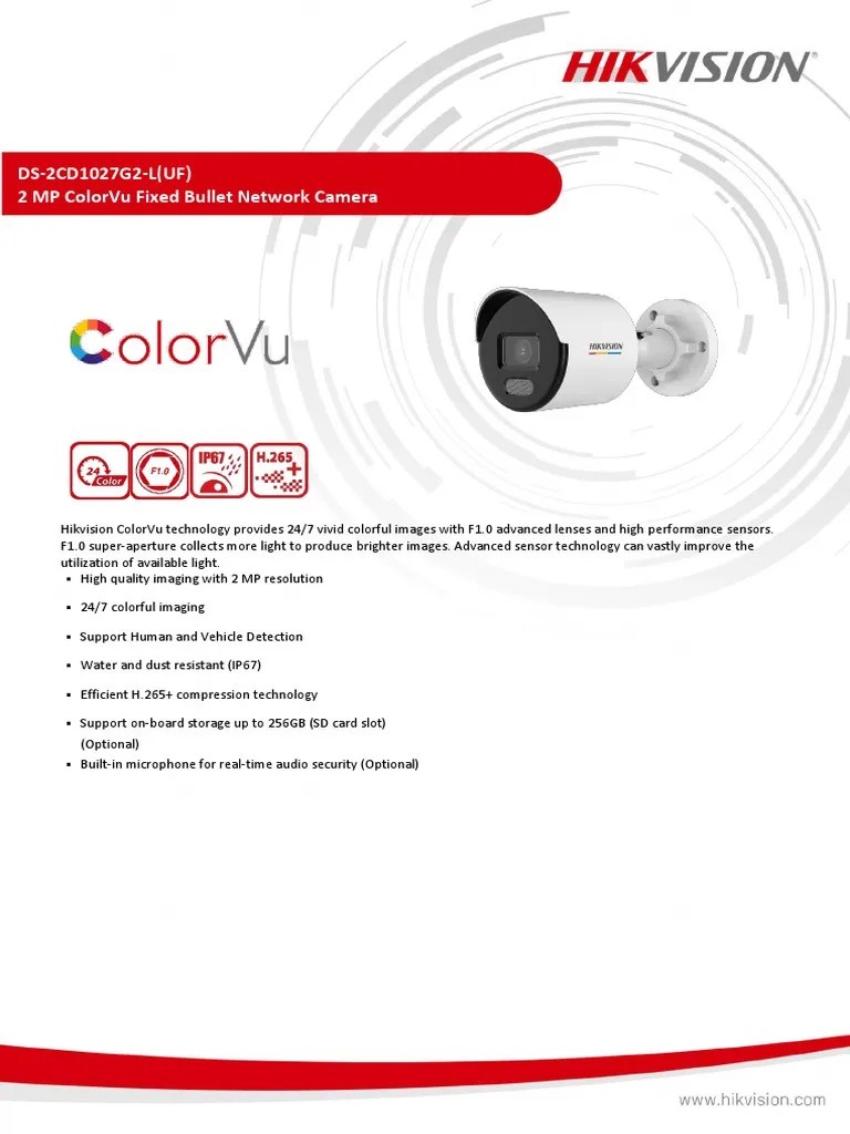 DS-2CD1027G2-LUF Datasheet V5.7.1 20230512 | PDF