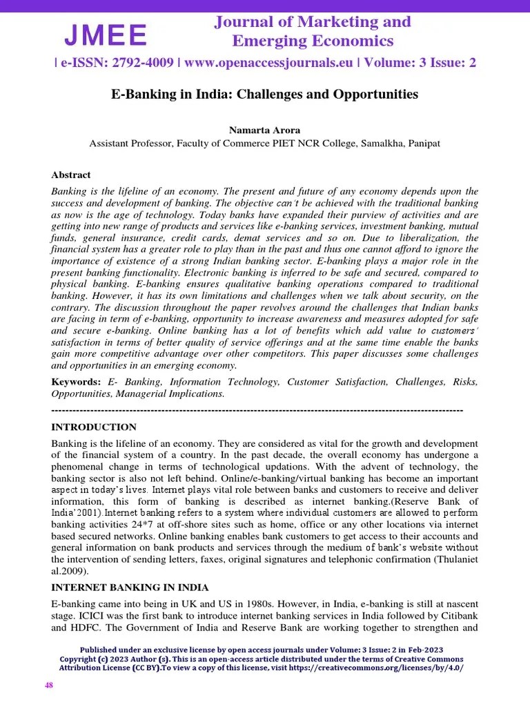 E-Banking In India: Challenges And Opportunities | PDF