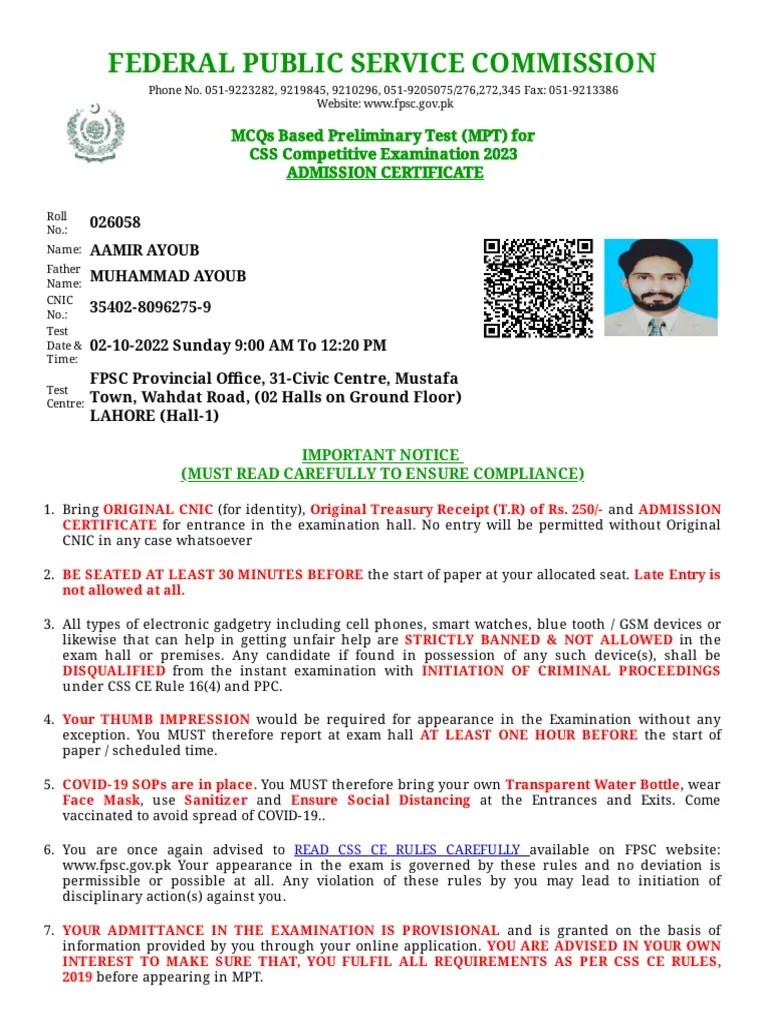 Https Online - Fpsc.gov - PK FPSC Css Prelim Exam 2023 Reports Css MPT ...