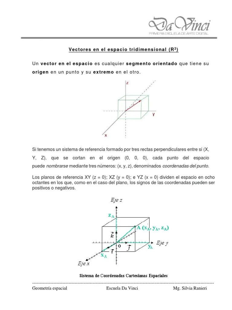 Vectores En El Espacio | PDF | Vector Euclidiano | Geometría Euclidiana