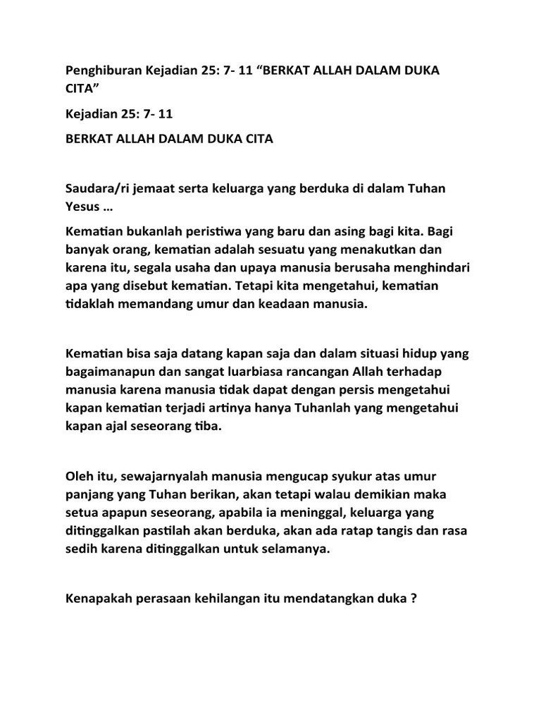 Renungan Ibadah Penghiburan | PDF