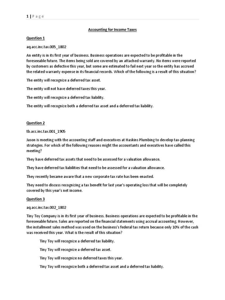 Accounting For Income Taxes | PDF | Deferred Tax | Depreciation