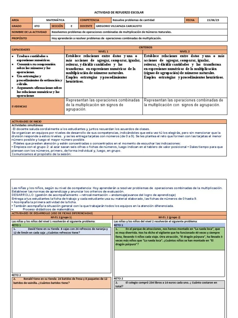 REFUERZO ESCOLAR 5 - MATEMÁTICA A | PDF | Multiplicación | Epistemología De La Ciencia
